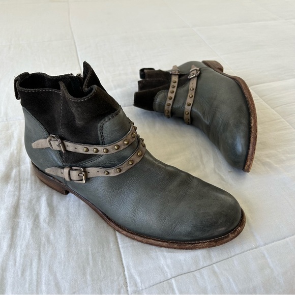Alberto Fermani Suede and Keather Buckled Booties - Picture 4 of 12